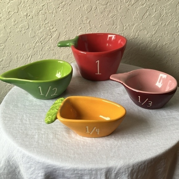 Rae Dunn: Ceramic Vegetable Measuring Cups- 1/4, 1/3, 1/2, 1 cups - Picture 16 of 16
